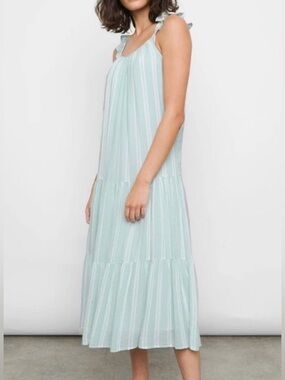 Rails Mint and White Striped Midi Dress